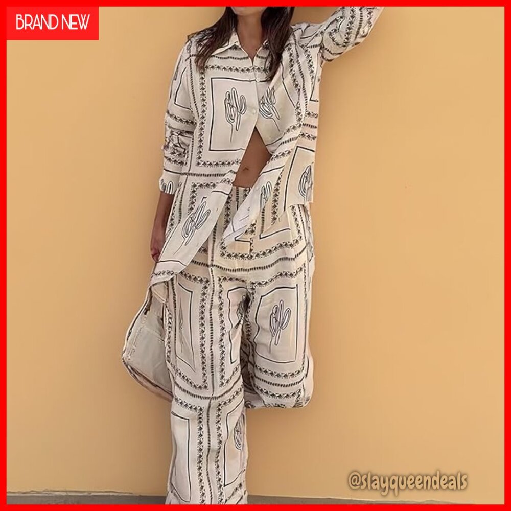 Soft Polyester Pajama Set With Button Top Drawstr… - image 5